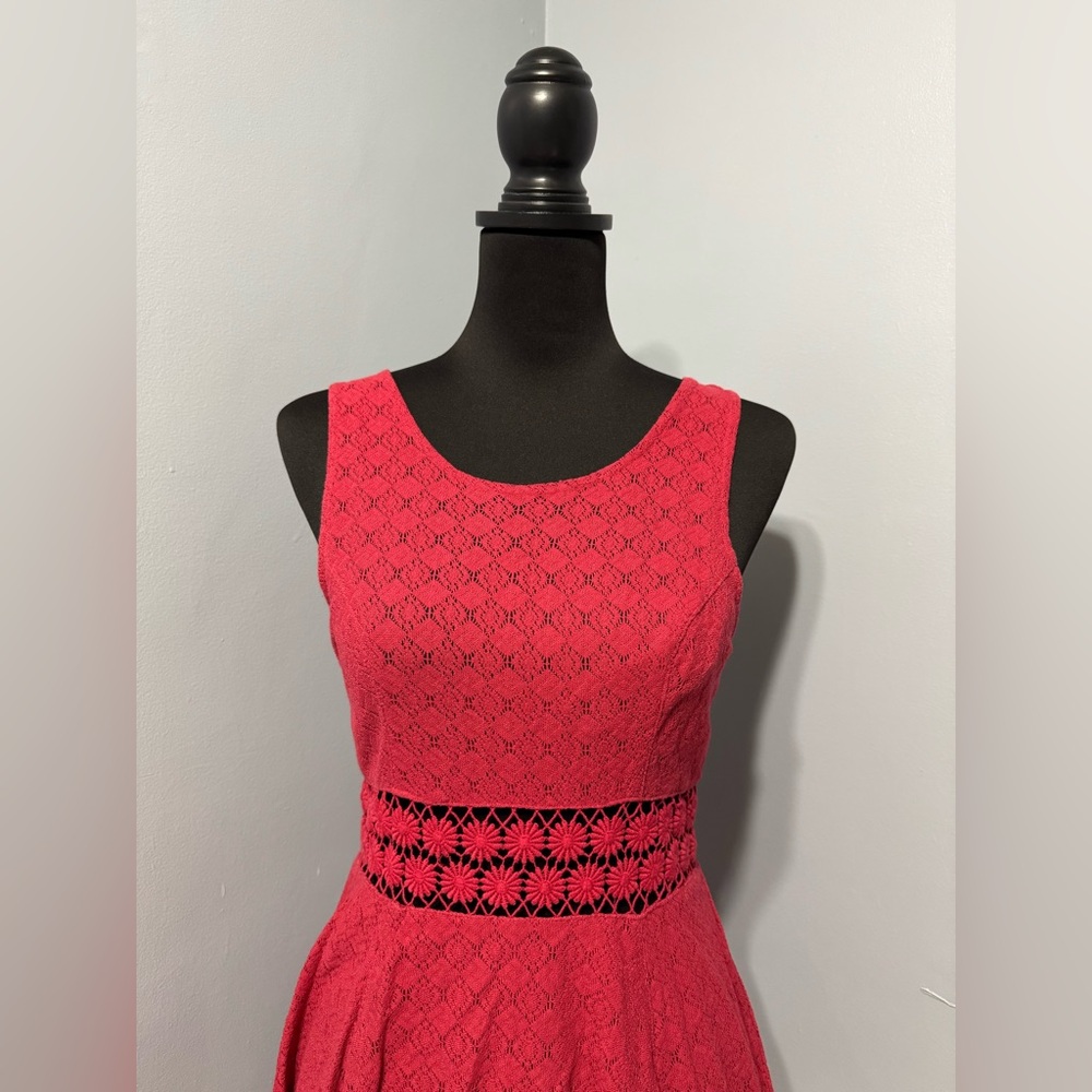 FREE PEOPLE Cut Out Daisy Waist Skater Dress In Red Women’s Size 6 - Picture 4 of 11
